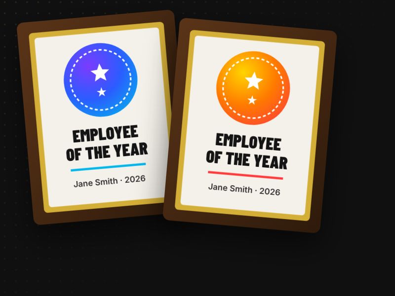 Sample design: Two Employee of the Year plaques with full color logos
