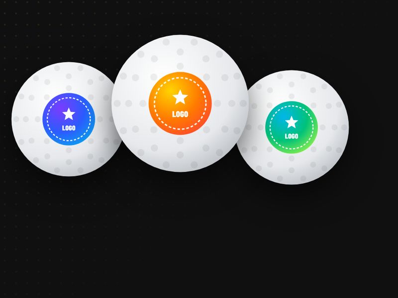 Sample design: Three golf balls printed with full color logos