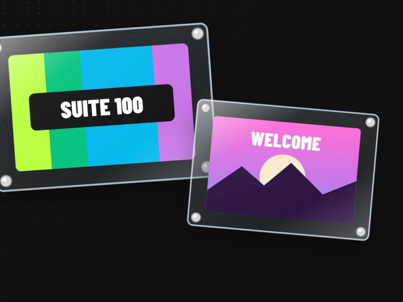 Sample design: Acrylic Suite 100 door sign and a Welcome wall sign