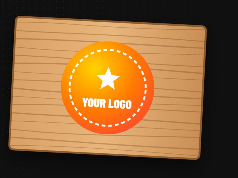 Sample design: Wood board with a full color round logo printed on it