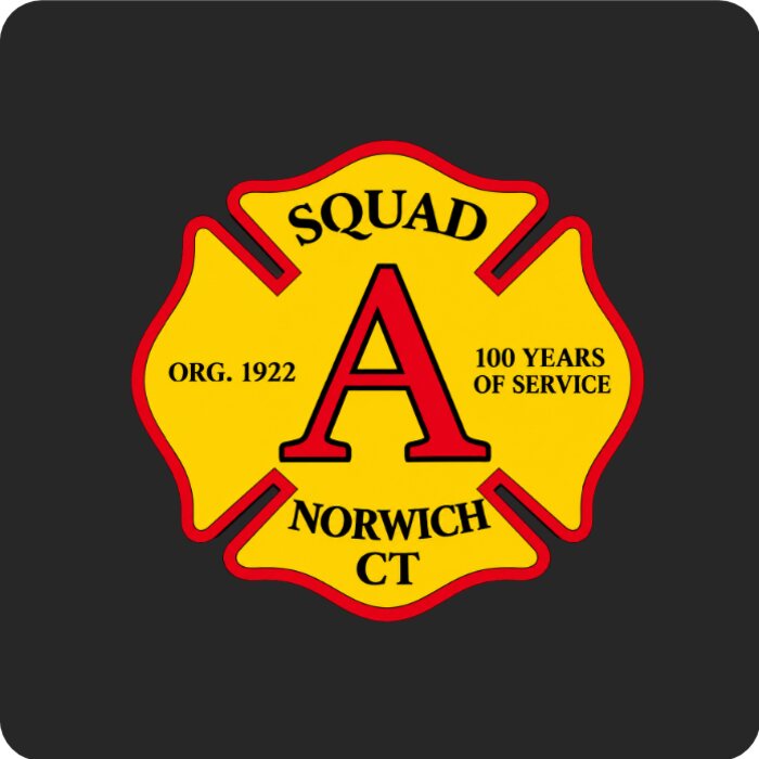 UV printed Squad A Norwich CT fire department badge