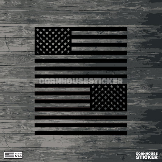 Left and right Blacked out American flag decals