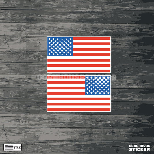 Left and right American flag decals