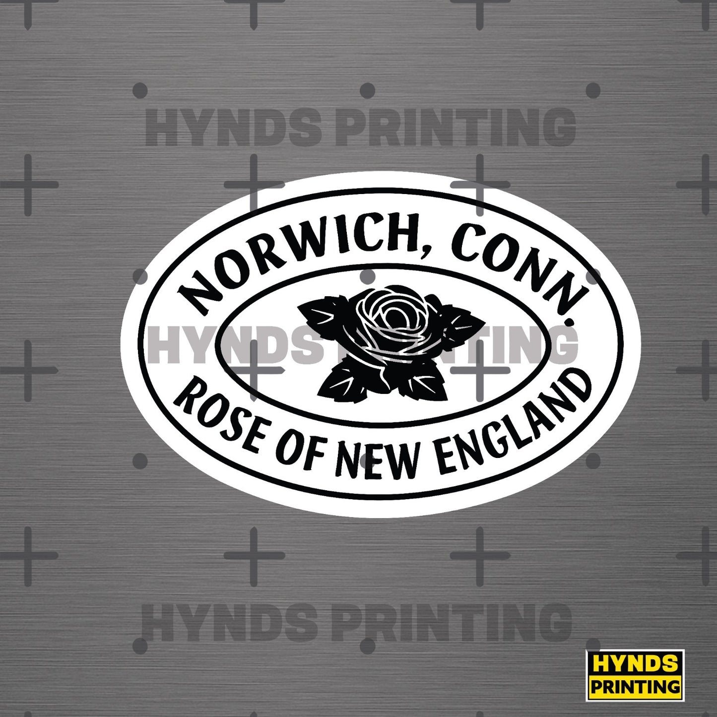 Norwich Conn. Rose of New England  weatherproof vinyl decal