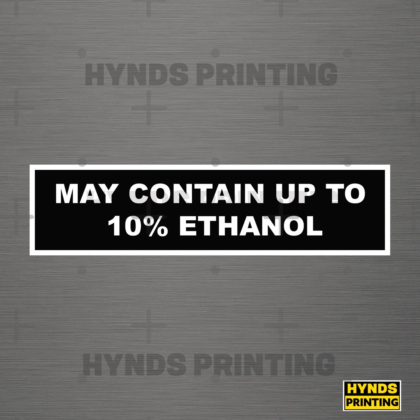 May Contain up to 10% Ethanol, Weatherproof Vinyl Decal