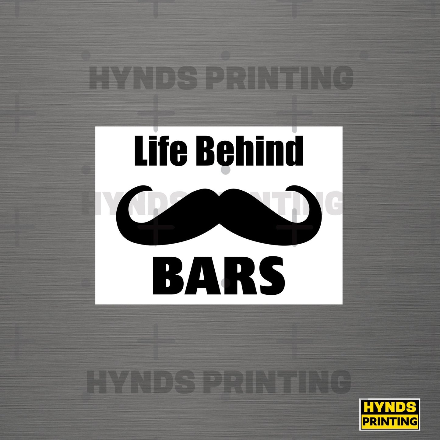 Life behind bars funny mustache |Weatherproof vinyl sticker