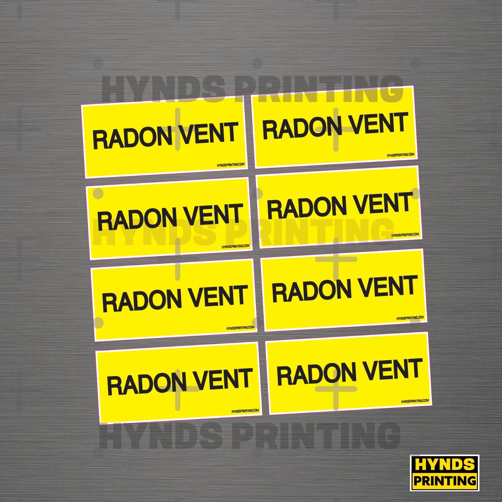 Radon Vent labels 8 Pack  | Durable, Weatherproof Vinyl Decals-