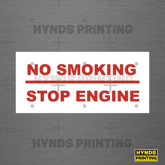 No smoking stop engine , Weatherproof Vinyl Decal